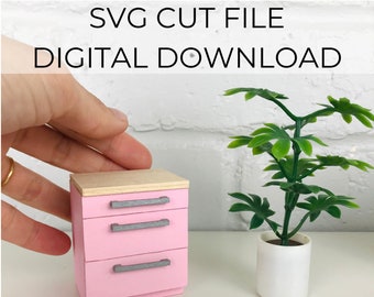 SVG file for 1:16 scale dollhouse miniature, 1/16 scale dollhouse miniature kitchen cabinet, SVG file for Cricut or laser cutter