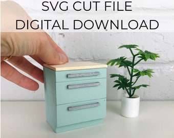 SVG file for 1:12 scale dollhouse miniature, 1/12 scale dollhouse miniature kitchen cabinet, SVG file for Cricut or laser cutter
