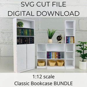 SVG-Datei für 1:12 Puppenhaus Miniatur Classic Bücherregal Regale BUNDLE, Miniatur 1/12, SVG-Schnitt für Cricut Maker