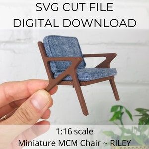 SVG-Datei für moderne Puppenhausminiatur im Maßstab 1:16, Stuhl im Maßstab 1:16, SVG-Schnitt für Cricut Maker oder Lasercutter