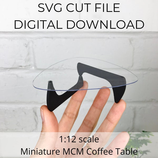 SVG file for 1:12 scale dollhouse miniature, mid-century dollhouse miniature coffee table, 1/12 scale miniature, SVG cut for Cricut Maker