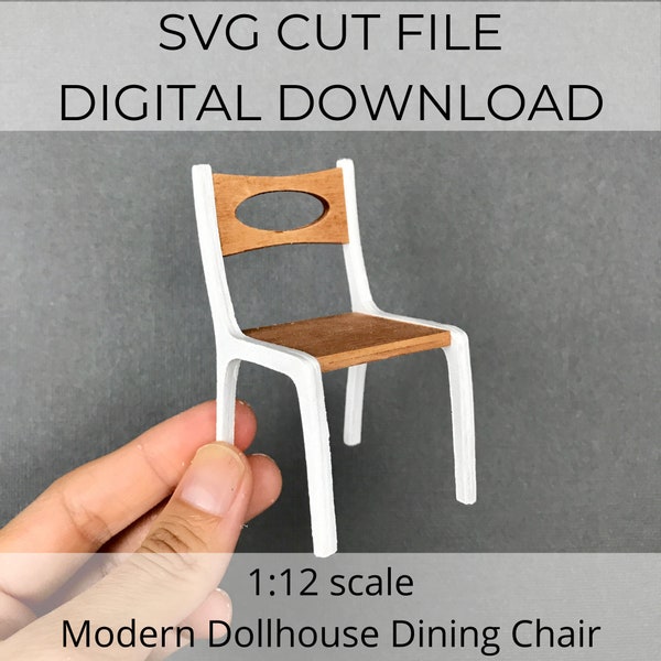 SVG file for 1:12 scale dollhouse miniature, dollhouse dining chair, 1/12 scale miniature chair