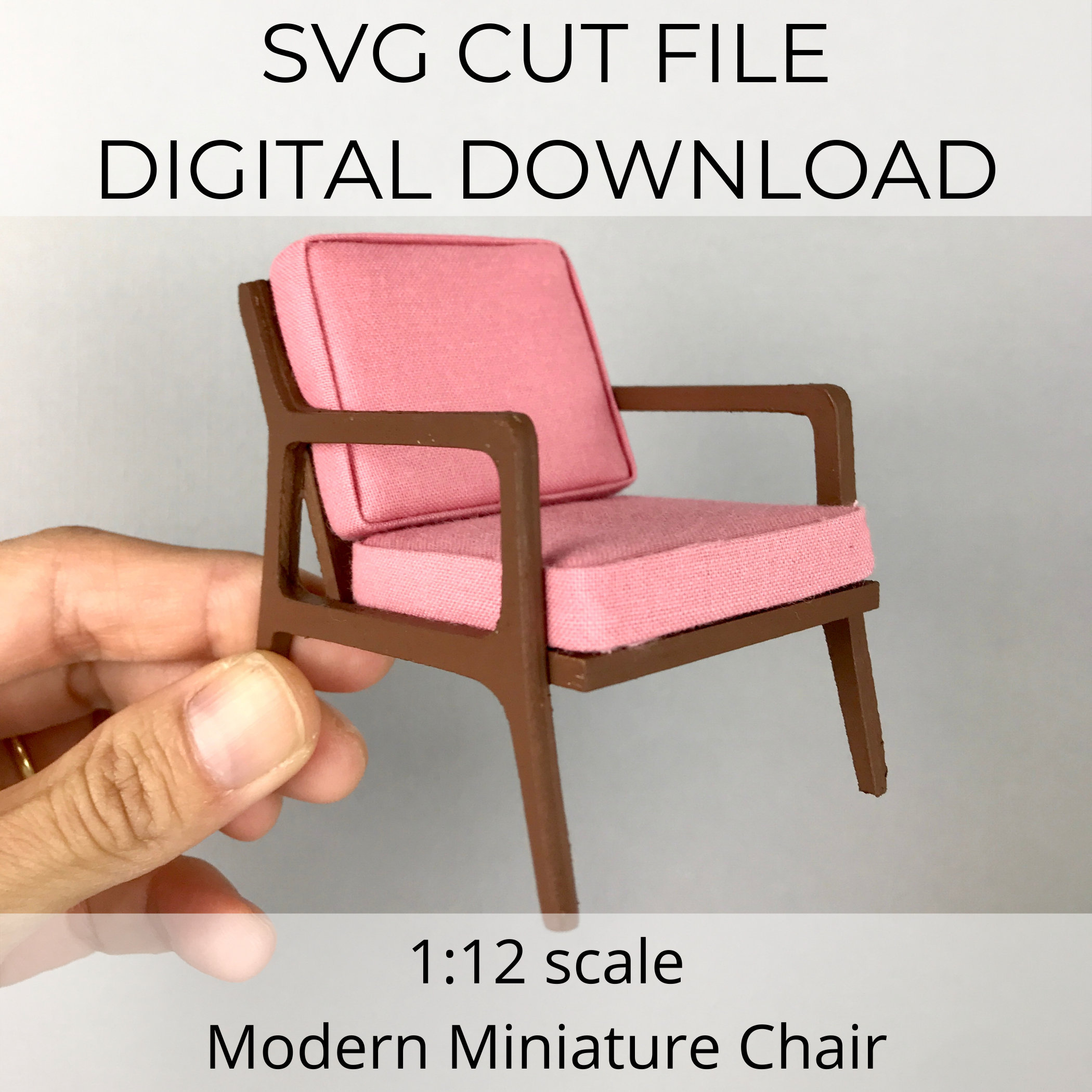 SVG file for 1:12 scale dollhouse miniature, modern dollhouse chair, …