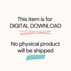 Może przedstawiać: Tekst, kt&oacute;ry brzmi "This item is for DIGITAL DOWNLOAD" z r&oacute;żową linią pod spodem. Pod tekstem znajduje się napis "No physical product will be shipped" z jasnoniebieską linią pod spodem.