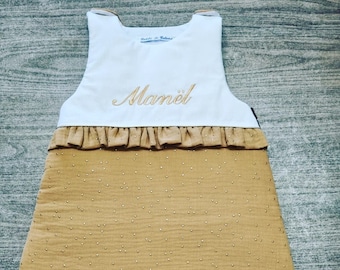 Gigoteuse à volante en double gaze personnalisée hiver ou mi saison