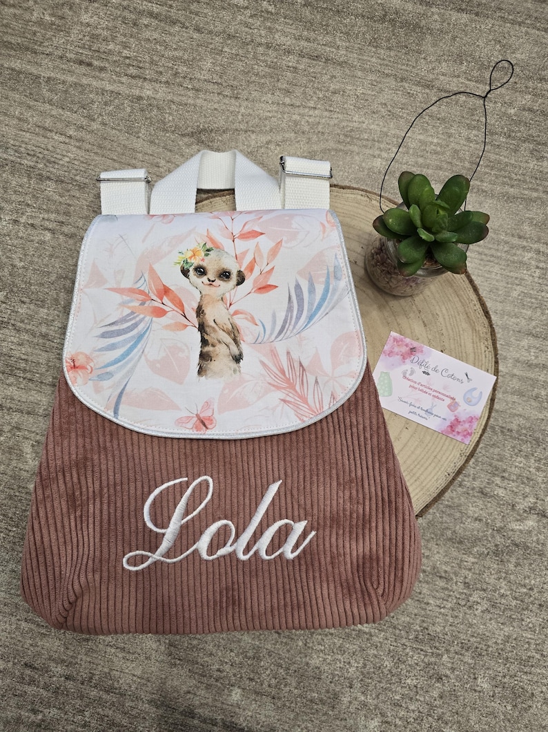 Sac à dos enfant maternelle tissus fleurs ou animaux avec sangles réglables personnalisées imagen 18