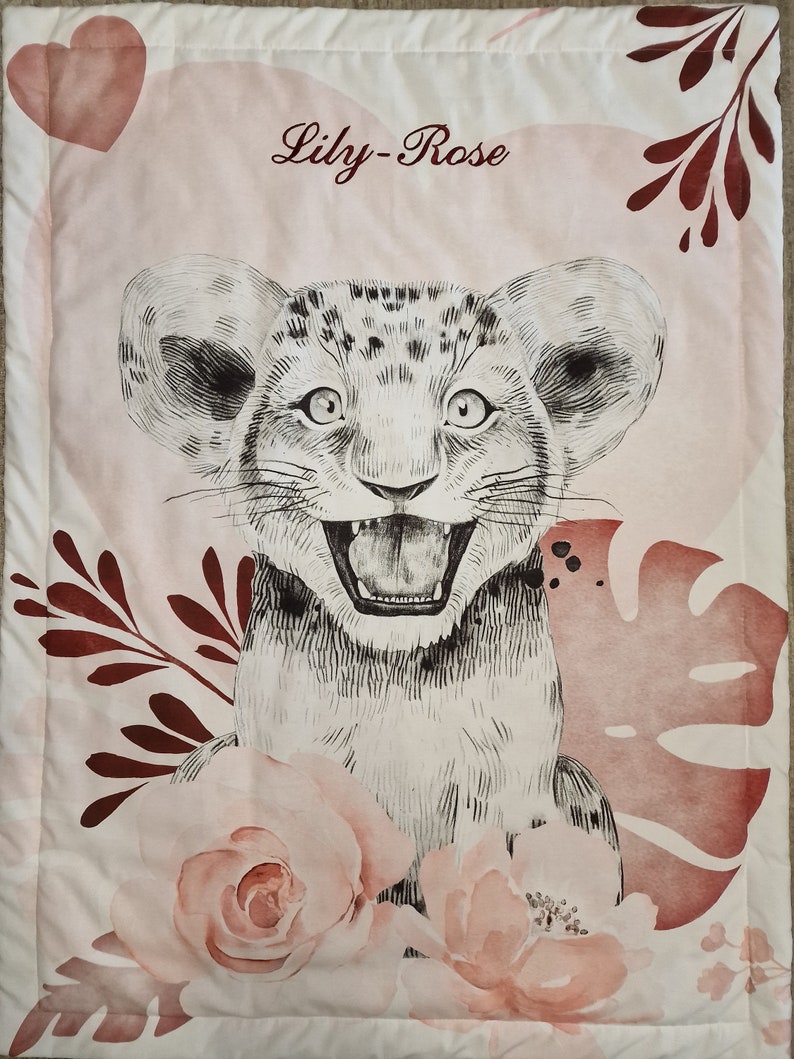 Couverture à carreaux personnalisée bébé lion, lion indien, renards image 9