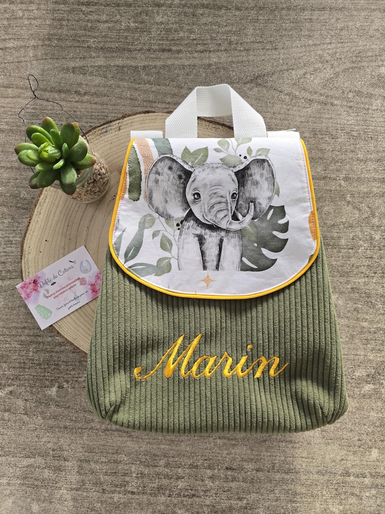 Sac à dos enfant maternelle tissus fleurs ou animaux avec sangles réglables personnalisées imagen 1