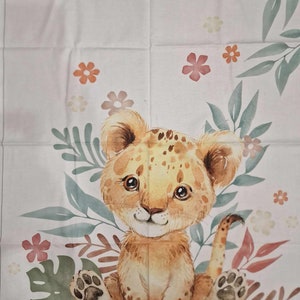 Couverture à carreaux personnalisée bébé lion, lion indien, renards petit lion fleuri