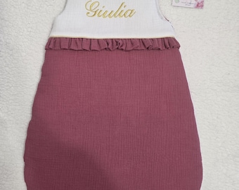 Gigoteuse fille personnalisée mi saison en double consider unie ou fleurie saumon