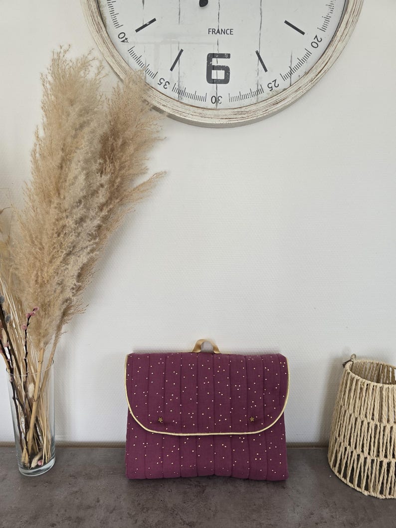 tapis à langer nomade personnalisé en double gaze de coton à pois dorés image 13