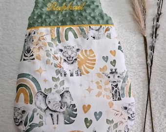 Gigoteuse bébé personnalisée thème savane. Een veilig en comfortabel bankaccessoire. Cadeau de naissance fait main.