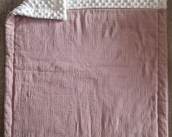 Geruite, gepersonaliseerde couverture en dubbele blik à pois dorés