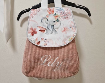 Sac à dos enfant maternelle tissus fleurs ou animaux avec sangles réglables personnalisé