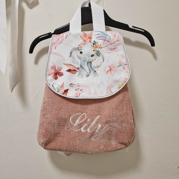 Sac à dos enfant maternelle tissus fleurs ou animaux avec sangles réglables personnalisées