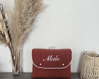 tapis à langer nomade personnalisé en double gaze de coton uni