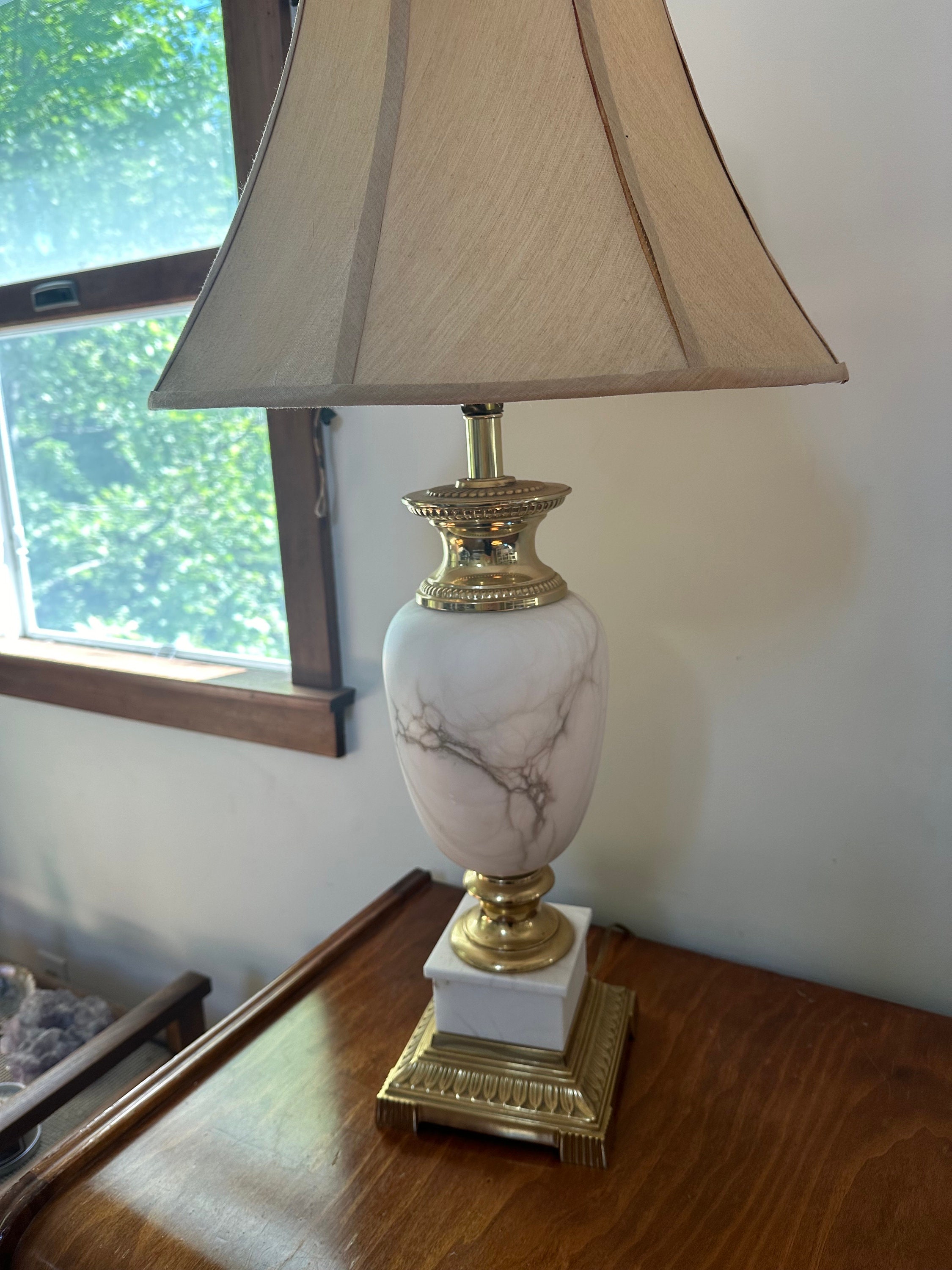 ヴィンテージ真鍮と大理石のテーブルランプ - Etsy 日本