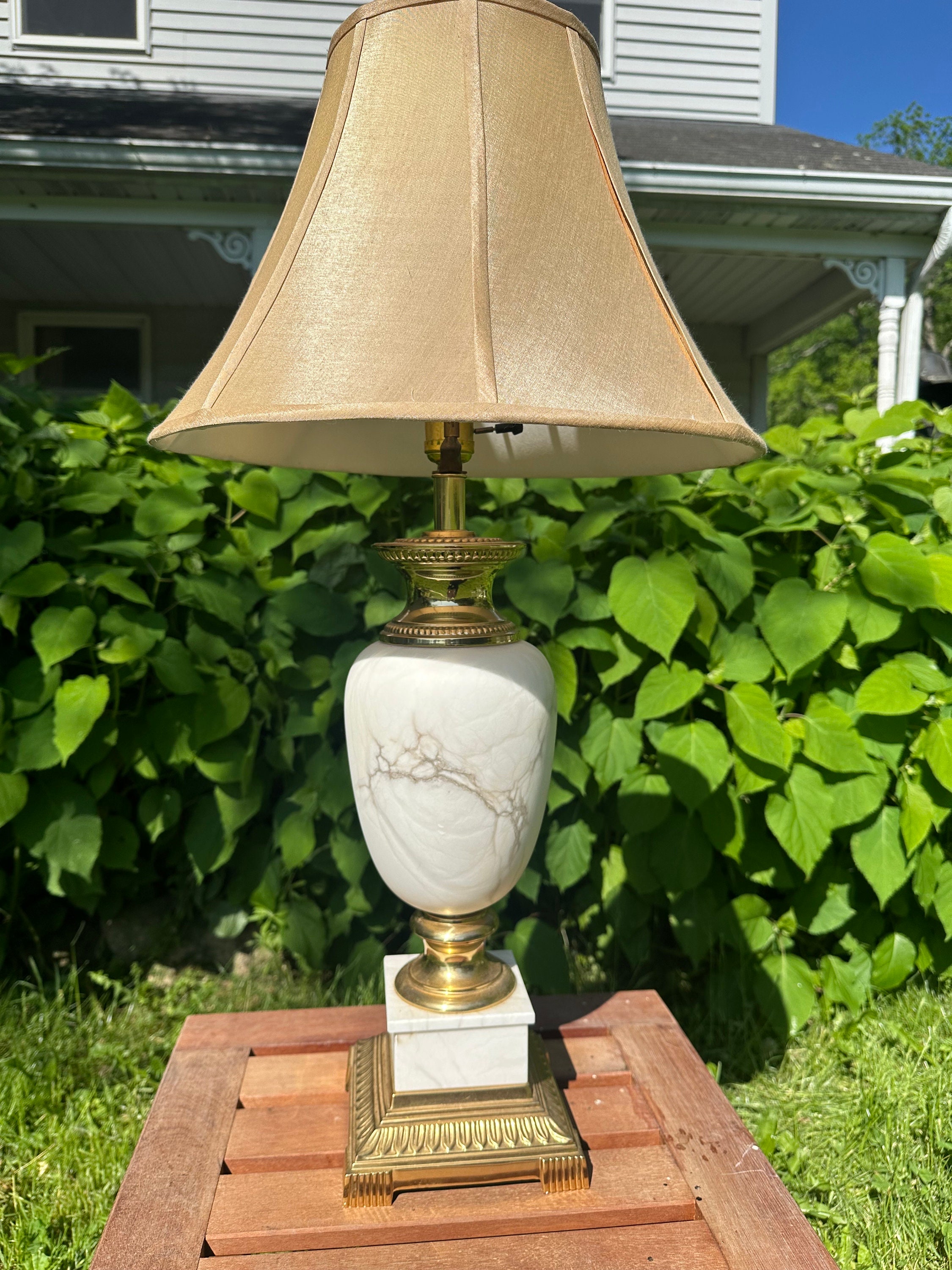 ヴィンテージ真鍮と大理石のテーブルランプ - Etsy 日本