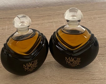2x7,5 ml vintage Lancôme MAGIE NOIRE pur Parfum Splash Formule Originale Lot 1999