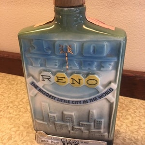 1968 Jim Beam Whiskey Decanter &quot;RENO - The Biggest Little City in the World&quot;