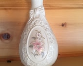 Ivory Porcelain Vase with Pink - Flower Cameo Ribbon Bud Vase by Royal Heritage Collection - Vintage Small Porcelain Vase