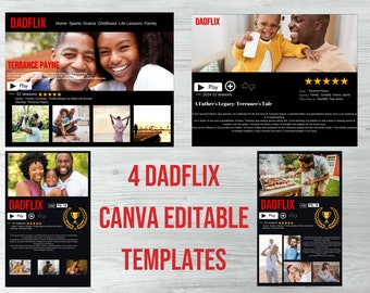 Dadflix Father's Day Canva Editable Template, Dadflix Movie Photo Collage, Dadflix Canva DIY Movie Poster Canva Pro Editable Template