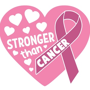Stronger Than Cancer Svg Png, Cancer Survivor, Cancer Svg, Breast Cancer Awareness Svg, Cancer Ribbon Svg Png, Cancer Heart Ribbon Graphic