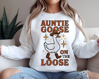 Auntie Goose Shirt Png for Fun Lovers, Cowboy Goose Tee Png, Gift for Aunties, Goose Lover T-Shirt, Funny Auntie Goose Tee, Quirky Shirt Png