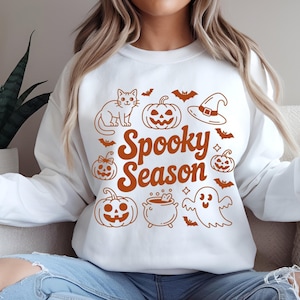Spooky Season PNG | Halloween Ghost, Pumpkin, Cat Clipart | Fall Sublimation Design | Cute Halloween PNG for Shirts, Mugs, Crafts