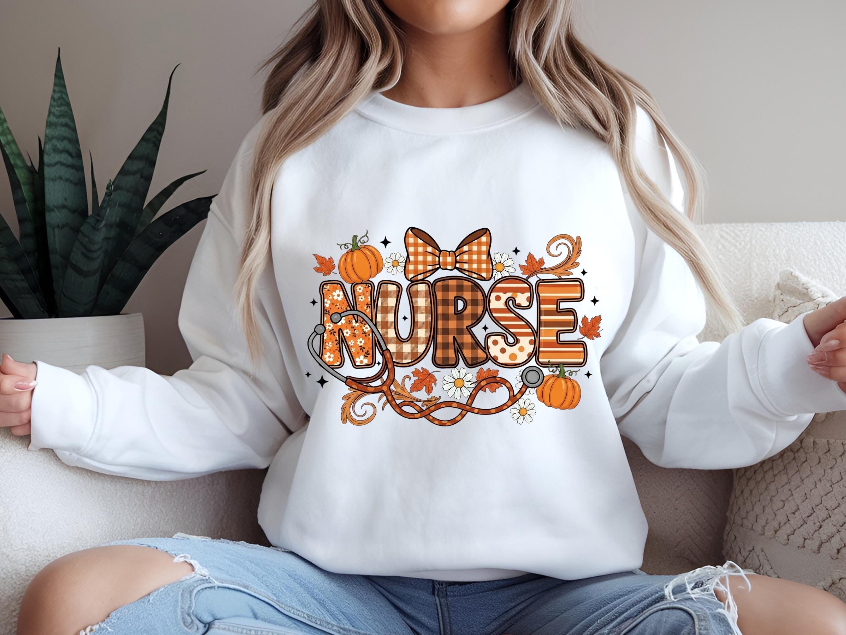 Fall Nurse Background Fall Nurse PNG | Autumn Pumpkin Nurse Sublimation Design | Thanksgiving ...