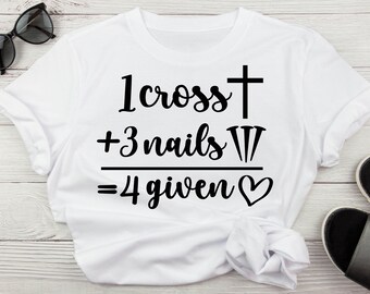 1 Cruz más 3 clavos es igual al día de la resurrección cristiana perdonado Svg, Jesús ha resucitado Pascua Svg para descargas digitales Cricut y Silhouette