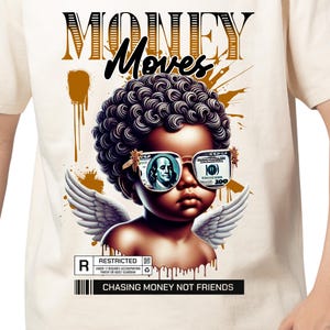 Money Moves Dripping Gold Chibi, Graffiti Cartoon, Gangsta Themed T Shirt Design, Streetwear For Men Png, Money Talks Hip Hop Png, Hip Hop