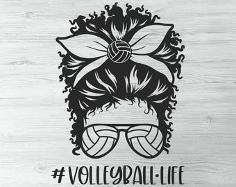 Messy Bun Beachvolleyball-Mama-Svg-Volleyball-Mama-Leben, mein Herz ist auf diesem Feld, Volleyball, ich liebe Volleyball-Sport-Mama-Leben, Voleyball-Svg