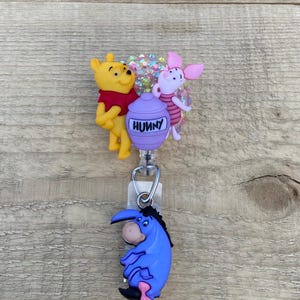 Honey Bear badge reel- Pig badge reel-cute badge reel-pediatrics badge reel-honey pot badge reel-donkey badge reel-ID holder-name tag holder