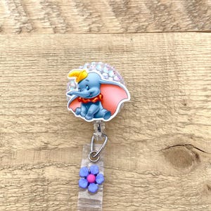 Cute Elephant Badge reel- flower badge reel- pediatrics badge reel- cute ID holder- nurse badge reel- teacher badge reel- rhinestone badge
