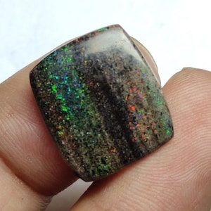 Black Matrix Opal cabochon....  Matrix opal ... Andamooka Opal ...  Andamooka Rainbow Matrix Opal ...  20x18x2 MM size... 7 ct