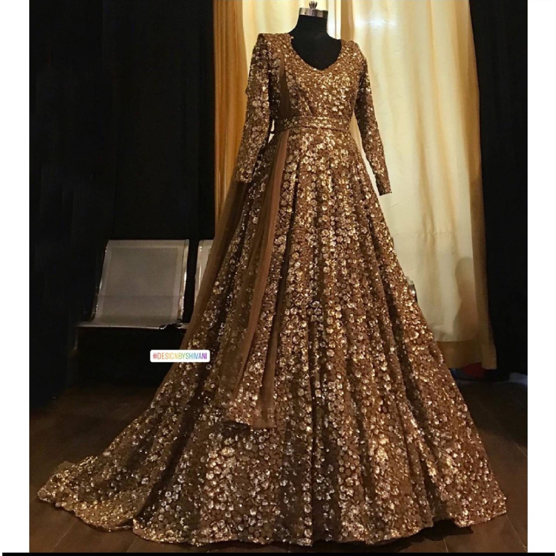 gold anarkali suit