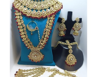 Indian asain wedding party jewellery green Antique Gold Kundan Stone Flexible Indian Necklace Jewellery Jewelry Set Bridal Wedding