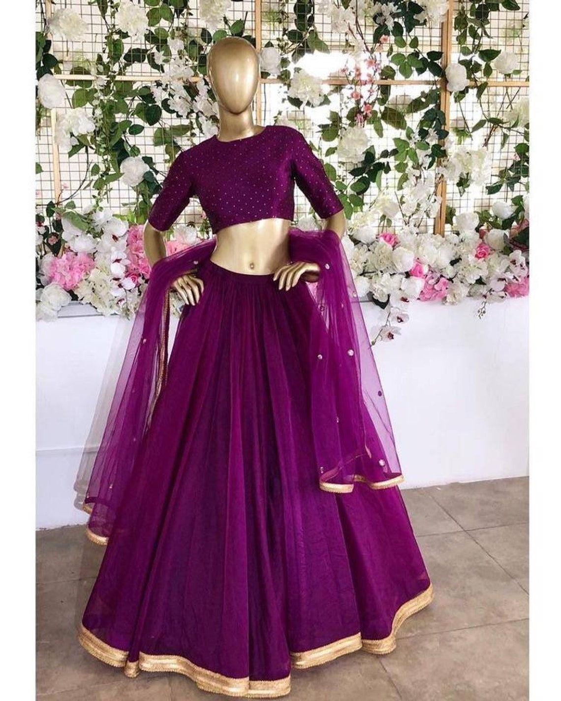 plum lehenga