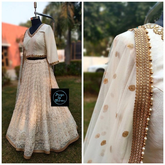 white bridal lengha