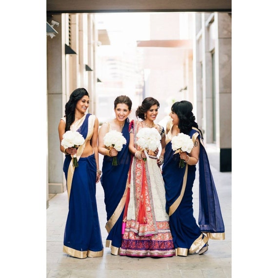 Cream Chiffon Bridesmaid Saree With Designer Blouse BP0241