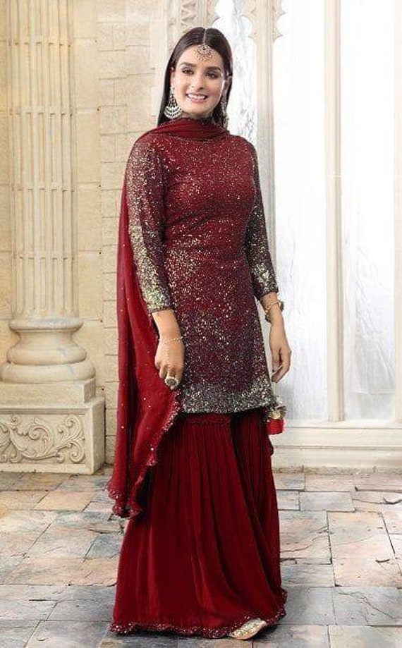 Red Plazo Suit Bridesmaid Plazo Suits/indian Traditional Dress/ Design ...