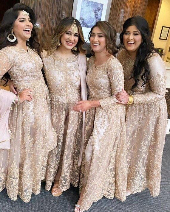 Vestido de novia de oro rosa Vestidos de novia indios asain | Etsy España