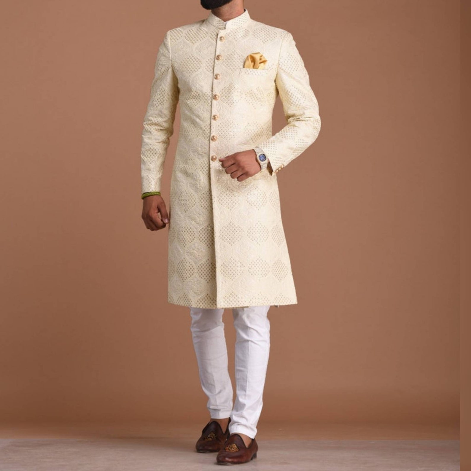 Ivory Groomsmen Sherwani Wedding Sherwani Ceremony Sherwani Etsy