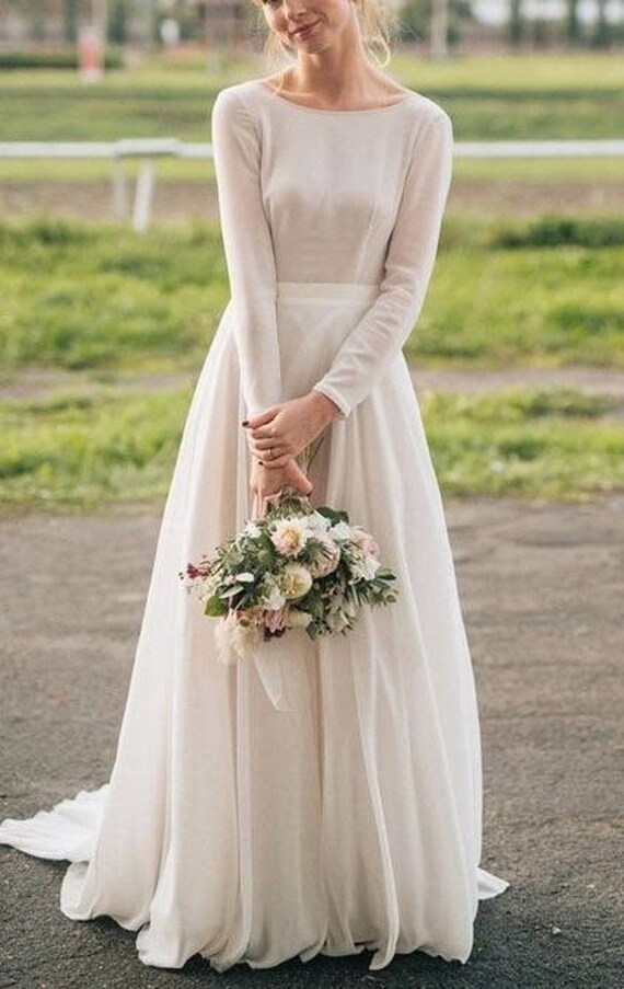Wauw Opschudding Postcode Gebroken wit ivoor romantische flowy trouwjurk jurk trouwjurk - Etsy België