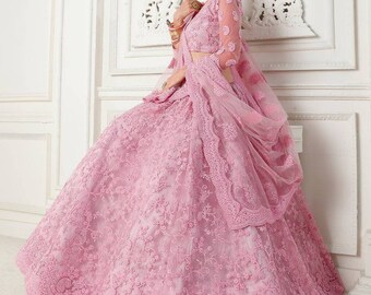 Baby pink lehenga/indian wedding dress/indian wedding party wear/indian fusion/pakistan wedding dresses/lehenga /pink Lehenga