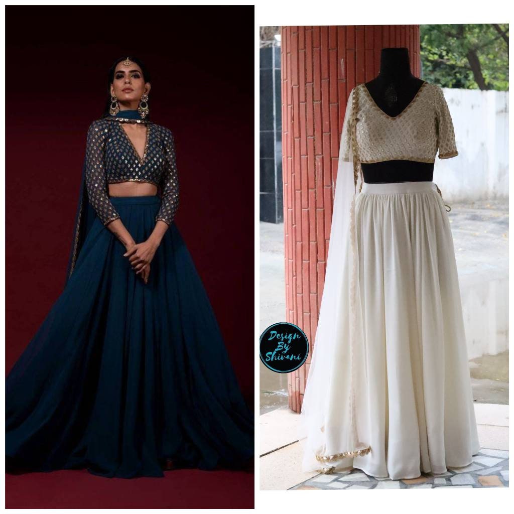 Ivory Designer Lehenga Skirt Blouse and 