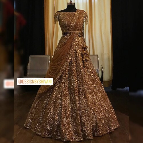 Copper Bridal Reception Lehenga Copper 