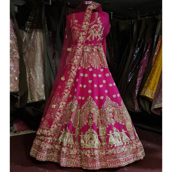 hot pink bridal lehenga