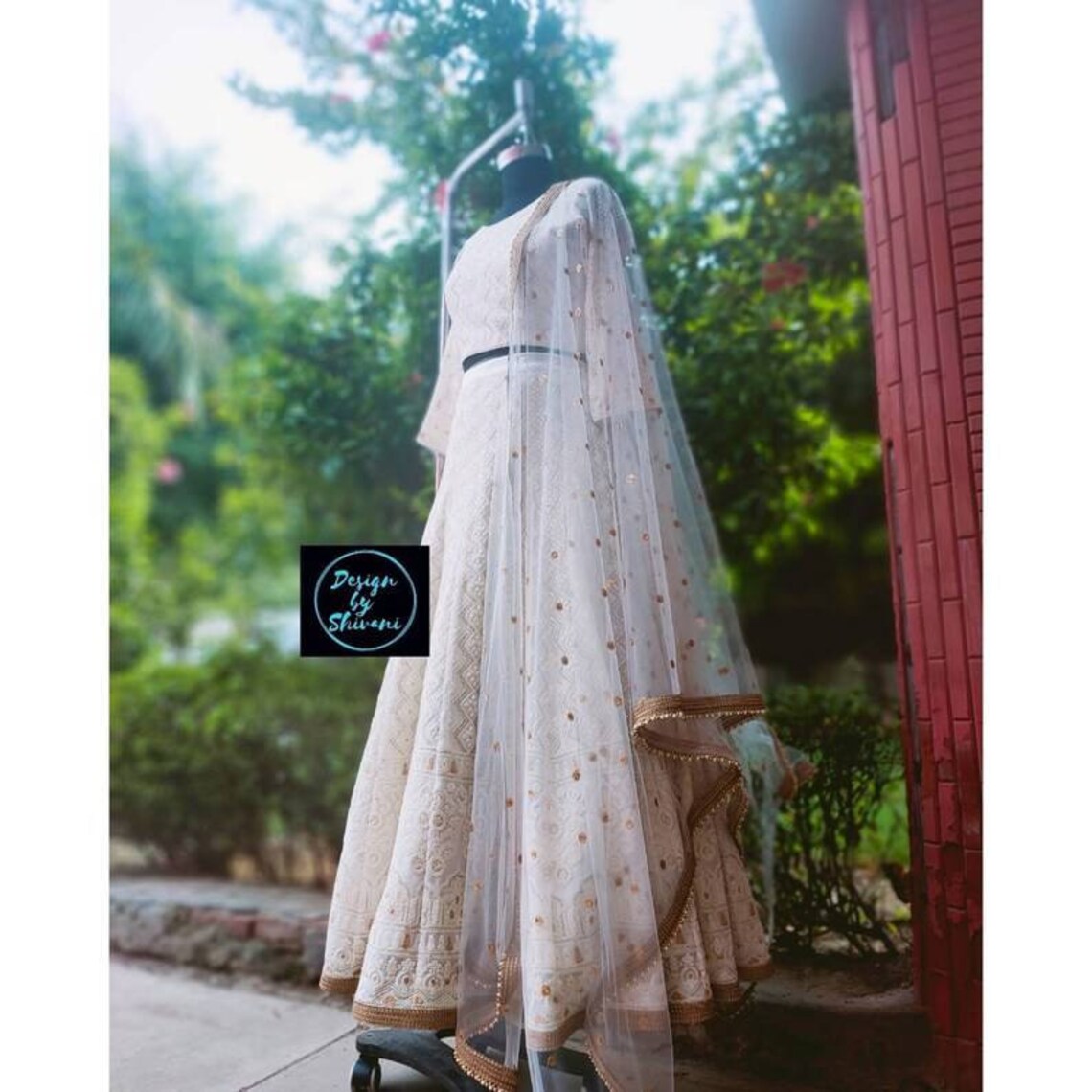 Ivory Silk Heavily Embroidered Bridal Lehenga Choli